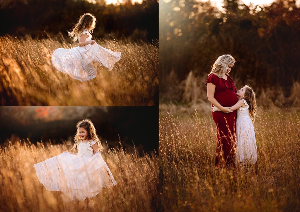 A mother and daughter pose for  photos in a gorgeous field located near Birmingham.
