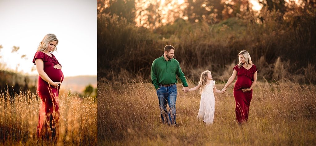 Family maternity photos in a gorgeous field located near Birmingham.