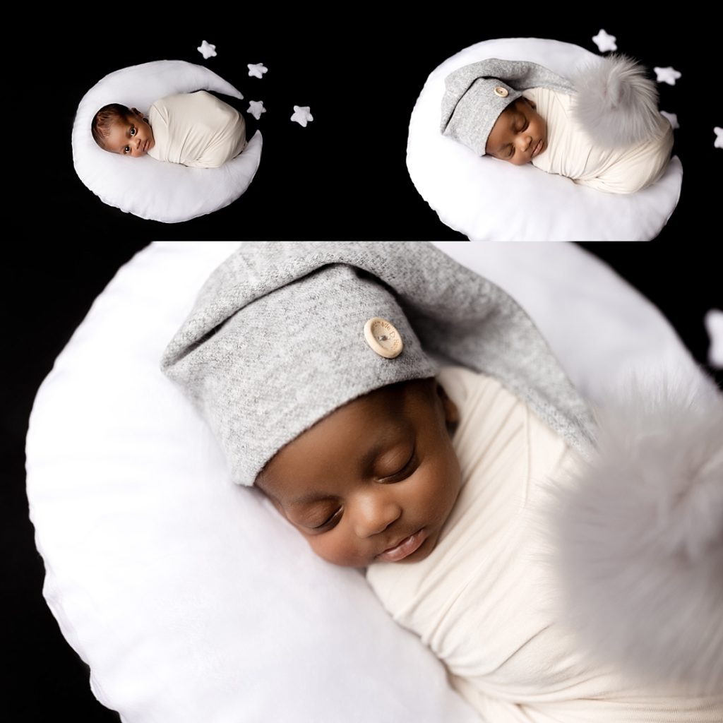 "I love you to the moon and back" themed newborn session