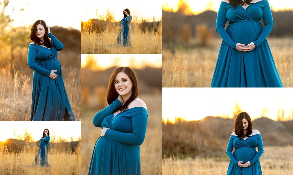 This maternity photo session was done in Trussville, AL. The shoot was done in an open field at sunset, and while the weather was cold, we got some great shots! 