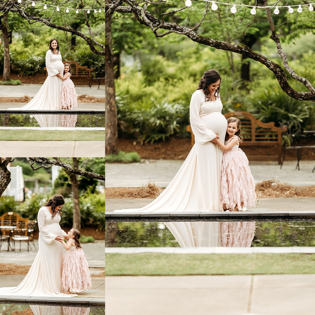Beautiful mama and daughter in maternity picture at the Birmingham Botanical Gardens