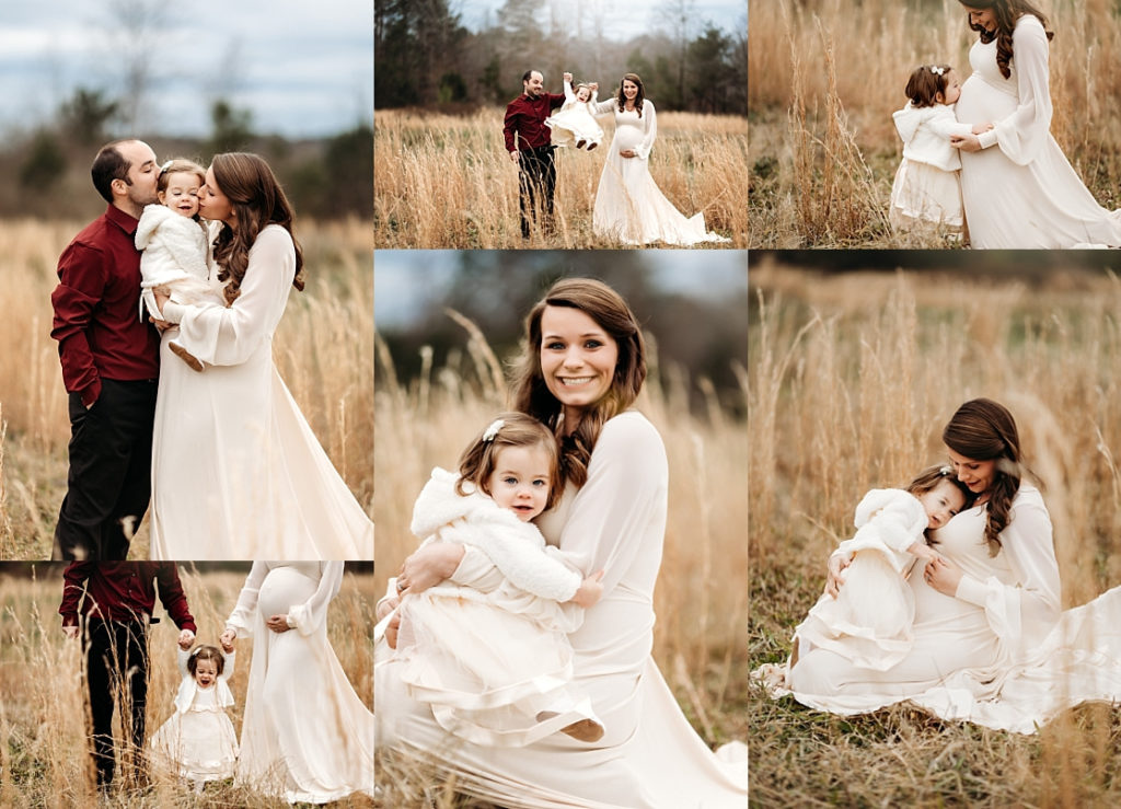 In a hidden field in Morris, Alabama, we captured the most beautiful maternity photos! The weather was cold and rainy but we made it work and wound up with gorgeous shots!