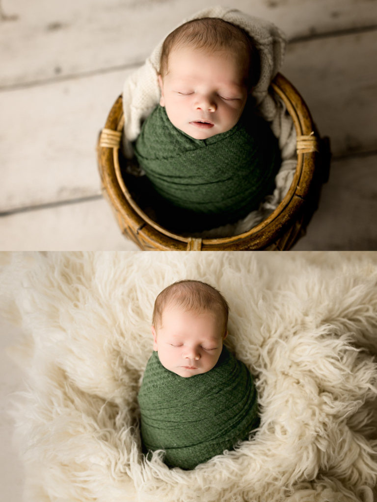 Baby's wrap matched Mom's dress worn in her maternity session